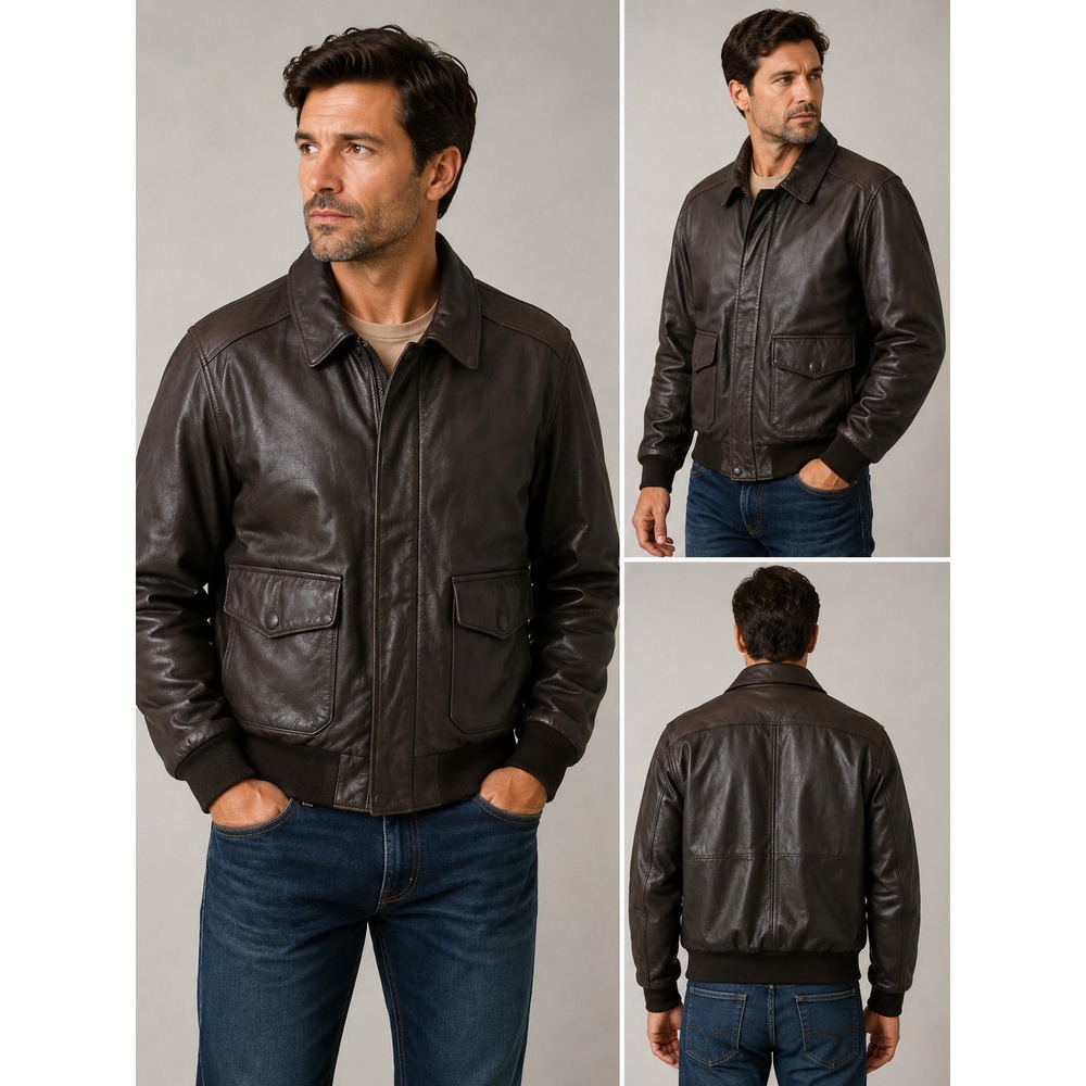 Landing Leathers Air Force A-2 Bomber Jacket Men XL Black Leather Flight Jacket